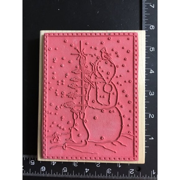 Snowman & Friends Cat, Mouse, Cardinal Gazing at North Star Rubber Stamp - Picture 4 of 4